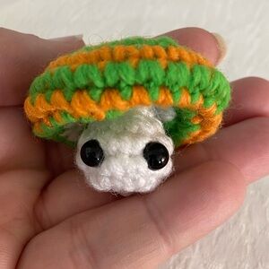 Vibrant Orange and Green Crochet Popping Mushroom